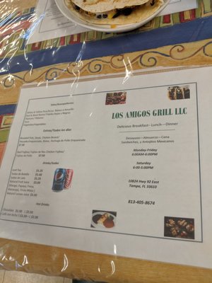 Menu photo 1 Los Amigos Grill Tampa, FL