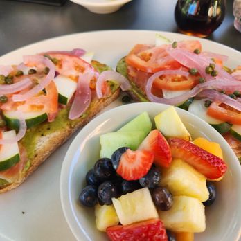 KupAJoe Cafe - Avocado Toast with Smoked Salmon and fruit. - Breakfast & Brunch Near Me - Frankfort, Illinois