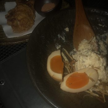 Zigu - Applewood smoked egg Potato salad (near) and fried chicken (far) - Seafood Near Me - Honolulu, Hawaii