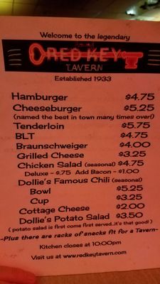 Menu photo 7 Red Key Tavern Indianapolis, IN