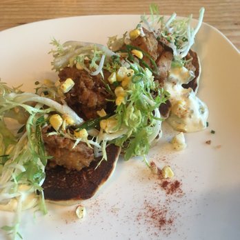 River City Roll - Chesapeake Bay Oysters w/ scallion corn cakes and poblano tartar sauce - Bowling Near Me - Richmond, Virginia