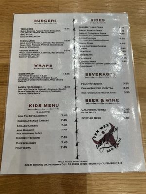 Menu photo 1 Wild Jacks Tex Mex BBQ Kettleman City, CA Menu photo 1 Wild Jacks Tex Mex BBQ Kettleman City, CA
