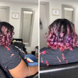 Custom color with a silk press.