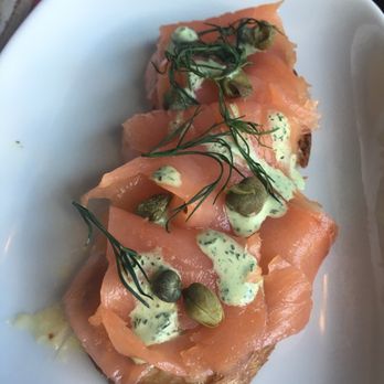 The Table - Smoked Salmon, capers & dill crema - New American Near Me - San Jose, California