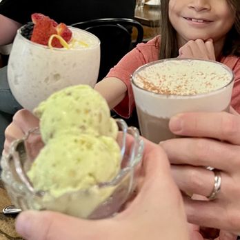 Pelato - Clockwise from top left: rice pudding, dark chocolate budino, pistachio goddess gelato. GET DESSERT. - Italian Near Me - Nashville, Tennessee