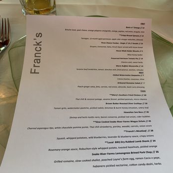 Francks - Menu - New American Near Me - Holladay, Utah Francks - Menu - New American Near Me - Holladay, Utah