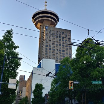Vancouver Lookout - Looking up to the Vancouver Lookout from the street - Tours Near Me - Vancouver, British Columbia Vancouver Lookout - Looking up to the Vancouver Lookout from the street - Tours Near Me - Vancouver, British Columbia