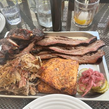 Slow Groovin BBQ - Meat platter with brisket, salmon, pulled pork and ribs - Barbeque Near Me - Marble, Colorado Slow Groovin BBQ - Meat platter with brisket, salmon, pulled pork and ribs - Barbeque Near Me - Marble, Colorado