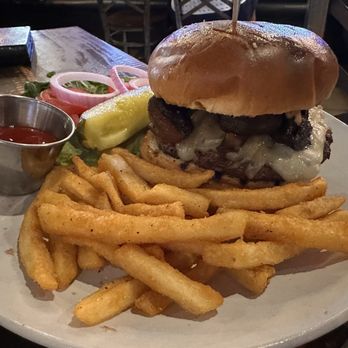 Angry Cactus - The Mushroom Swiss Burger $16. 5.24.2025 - New American Near Me - San Angelo, Texas
