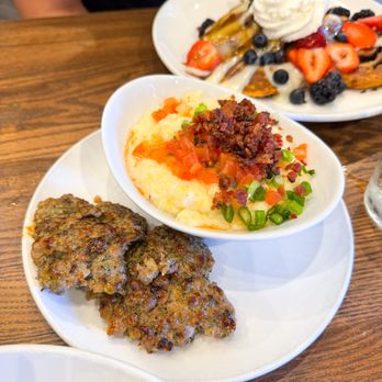 Another Broken Egg Cafe - Side of city grits and house-made sweet & savory sausage - American Near Me - Austin, Texas