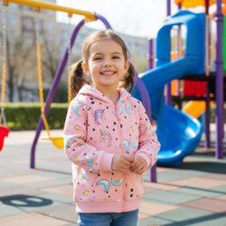 Black Wagon Kids - Pink unicorn print jersey hooded zip-up jacket