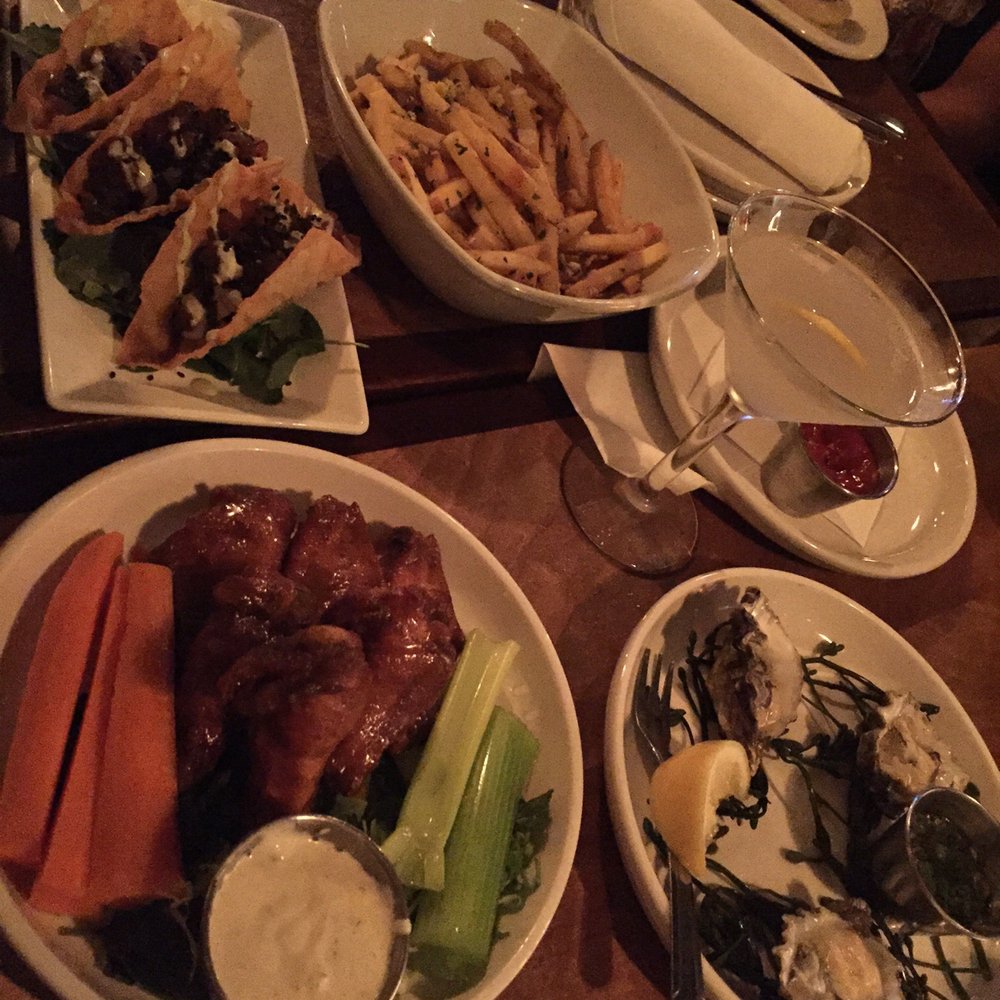 The Hobnob - Tuna tacos, chicken wings, garlic fries, oysters, and my ginger pear martini - New American Near Me - Alameda, California The Hobnob - Tuna tacos, chicken wings, garlic fries, oysters, and my ginger pear martini - New American Near Me - Alameda, California