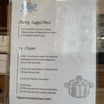 Las Guerreras - Tamales storage & reheating instructions - Breakfast & Brunch Near Me - Oakland, California