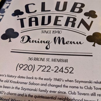 Club Tavern - the menu for the club tavern - Restaurants Near Me - Menasha, Wisconsin