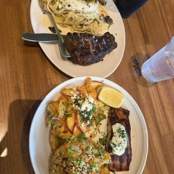 Heirloom - Ancho Crusted Prime Tri Tip* and Carbonara pasta - New American Near Me - Fresno, California Heirloom - Ancho Crusted Prime Tri Tip* and Carbonara pasta - New American Near Me - Fresno, California