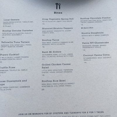 Menu photo 1 The Rooftop Healdsburg, CA Menu photo 1 The Rooftop Healdsburg, CA