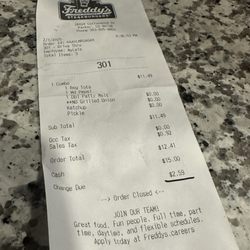 Freddy's Frozen Custard & Steakburgers - Only gave me 59 cents