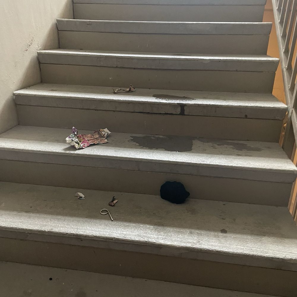 Hanover Broadway - Crack pipe and smut in stairwell - Apartments Near Me - Oakland, California