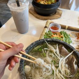 Pho hot stone and spicy noodle bowl