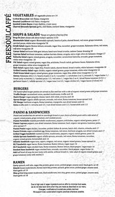 Menu photo 2 Freesoulcaffe Tustin, CA