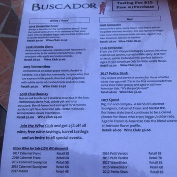 Buscador Wine - Their current wine menu- excellent roses and white blends. - Wine Tasting Room Near Me - Buellton, California Buscador Wine - Their current wine menu- excellent roses and white blends. - Wine Tasting Room Near Me - Buellton, California