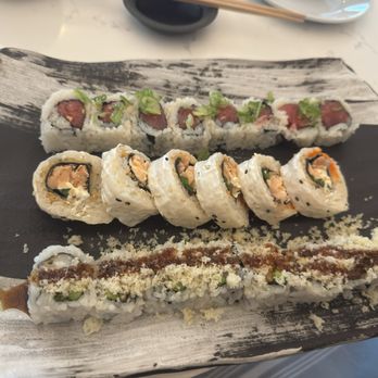 Aburi Sushi - Lunch Prixe Fixe 3 Roll Combo - Spicy Tuna Roll, Toger Eye Roll and Crunch Shrimp Tempura - Sushi Bars Near Me - Houston, Texas Aburi Sushi - Lunch Prixe Fixe 3 Roll Combo - Spicy Tuna Roll, Toger Eye Roll and Crunch Shrimp Tempura - Sushi Bars Near Me - Houston, Texas