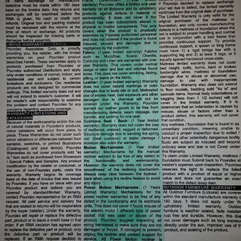 Costless Warehouse - This is the old warranty information Phil sent me. It is the same thing I found online - Furniture Stores Near Me - Marysville, Washington