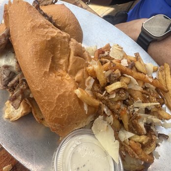 Blue Dog Beer Tavern - "Philly" Cheesesteak with garlic fries - Burgers Near Me - Sherman Oaks, California