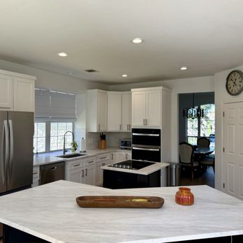 Key Lime Construction - Lowered 2-level island to counter height. - General Contractors Near Me