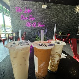 Jasmine Green tea, Thai Milk Tea, and Brown Sugar Milk Tea