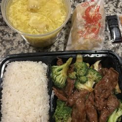 Lucky Cafe - Egg drop Wonton Soup Beef and Broccoli