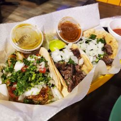 El Taco Veloz and Mexican Grill - Left to right Shrimp and the 2 beef tongue.