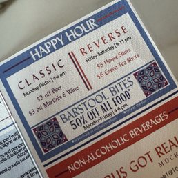 Cute menu with HH specials Cute menu with HH specials