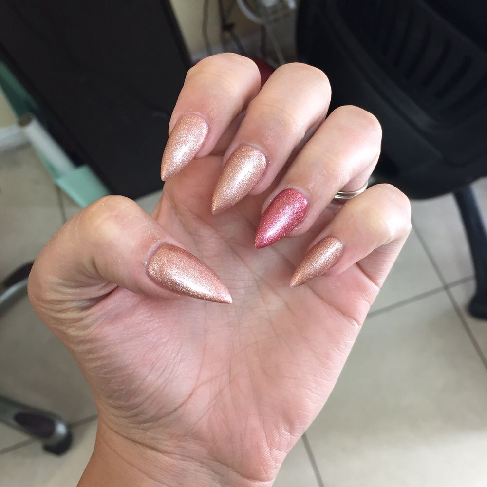 Hollywood Nails - Multi-colored full set gel stiletto nails - Nail Salons Near Me - Reno, Nevada Hollywood Nails - Multi-colored full set gel stiletto nails - Nail Salons Near Me - Reno, Nevada