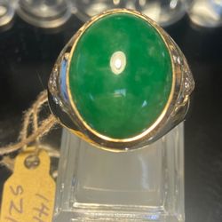 Paradise Loan & Jewelry - 14K MENS IMPERIAL JADE RING W/DIAMONDS.  GORGEOUS!!