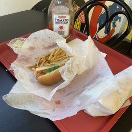 a hot dog and french fries a hot dog and french fries