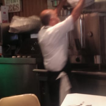 Lou Mitchell's - Mega coffee filter. Blurry cause he was !quick!! - Breakfast & Brunch Near Me - Chicago, Illinois