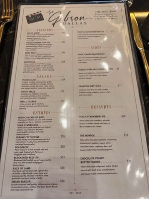Menu photo 6 The Gibson Dallas, TX
