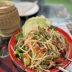 Olay's Thai Lao Cuisine - Som  tum lao and sticky rice