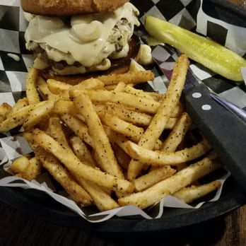 Denny's Beer Barrel Pub - Mac and Jack burger with peppered fries - Pubs Near Me - Clearfield, Pennsylvania