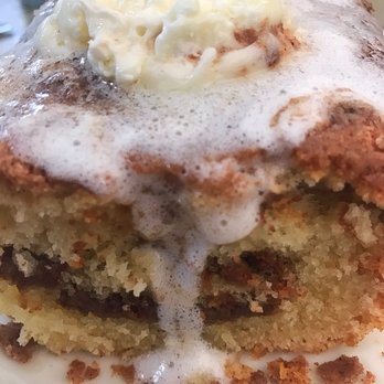 Carolyn's Cafe - Warm moist coffee cake with a crisp top layer.  Just enough cinnamon sweetness.  Melting buttery goodness makes it a really good indulgence! - Breakfast & Brunch Near Me - Redlands, California