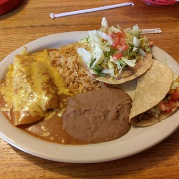 Palm Cafe - The Palm Plate: one crunchy taco, one chalupa, and two enchiladas. - Mexican Near Me - San Marcos, Texas Palm Cafe - The Palm Plate: one crunchy taco, one chalupa, and two enchiladas. - Mexican Near Me - San Marcos, Texas