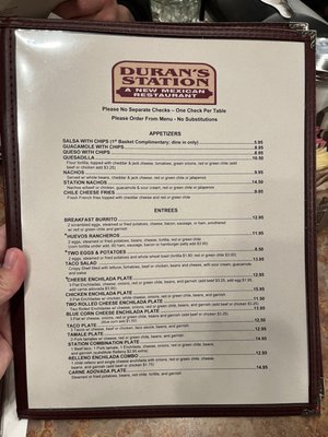 Menu photo 3 Duran's Station Albuquerque, NM