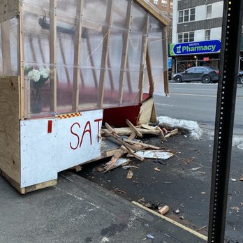 Sathi - Someone destroyed their outdoor dining by driving straight into it :( - Indian Near Me - New York, New York