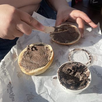 Jeff’s Bagel Run - Cinnamon sugar bagel with cookies and cream cream cheese - Coffee & Tea Near Me - Orlando, Florida