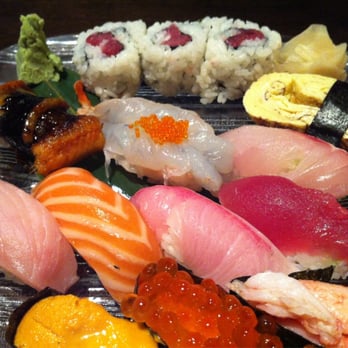 Sakae Sushi - Sushi Moriawase Set B (1 pc: Tuna, Salmon, Yellowtail, Sweet Shrimp, Albacore, Sea Bass, Sea Urchin, Salmon Caviar, Sea Eel..) - Japanese Near Me - Burlingame, California Sakae Sushi - Sushi Moriawase Set B (1 pc: Tuna, Salmon, Yellowtail, Sweet Shrimp, Albacore, Sea Bass, Sea Urchin, Salmon Caviar, Sea Eel..) - Japanese Near Me - Burlingame, California
