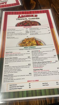Menu photo 1 Archie’s Tropical Cuisines Salisbury, NC Menu photo 1 Archie’s Tropical Cuisines Salisbury, NC