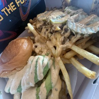 Burger 3000 - Space jam burger and Cheese Fries - Burgers Near Me - Chatsworth, California Burger 3000 - Space jam burger and Cheese Fries - Burgers Near Me - Chatsworth, California