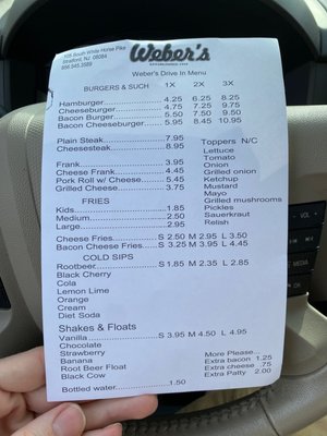 Menu photo 5 Weber's Drive In Stratford, NJ