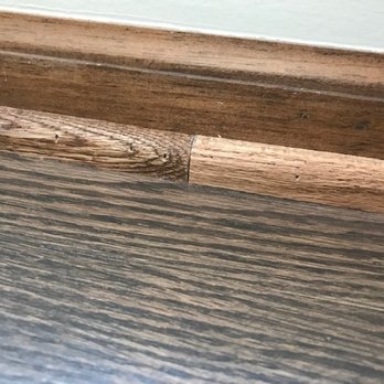 B M Floor Sanding Company - different color stain.  Straight cut to join pieces instead of angle miter cut - Flooring Near Me